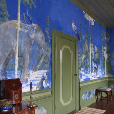Wandschildering in de Blauwe kamer (foto’s: Pieter Jan Kuiken).